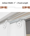 Installed Bypass Sliding Door Track Hardware 48 Inch For Wardrobe Closet, Steel Track Set For 2 Door System