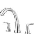 Dope High Arc Tub Faucet Trim Kit With Two-Handle Deck Mount, 3-Hole Fit, Polished Chrome Finish, All Metal Construction, Sleek Roman Tub Spout
