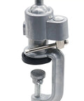 Dead Steady Electric Drill Stand Holder Knockout multifunctional metalworking tool bracket rack close-up of clamp mechanism.