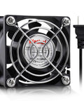 60X25MM EC AC Axial Brushless Cooling Fan 110V 120V with dual ball bearing and protective grille, designed for efficient air circulation.