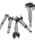 Professional Grade 5 Piece Forstner Drill Bit Set Sizes 15 Through 35 Millimeter featuring serrated edges for clean boreholes.