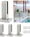 4 Pack Heavy Duty T304 Stainless Steel Square Glass Railing Spigots Frameless Clamp Brackets For Pool Fence Deck
