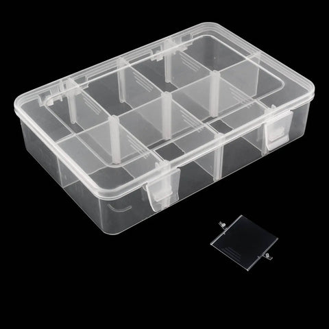 Eight Grid Plastic Storage Box With Detachable Dividers For Small Parts And Hardware Tools, Clear Durable Hard Case, Compact Organizer