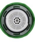 Close-up view of the Diesel Fuel Cap Replacement for Ram Dodge ProMaster and Jeep Liberty Wrangler Grand Cherokee SUVs 2005-2021, green and white design, OEM Grade Gas Cap.