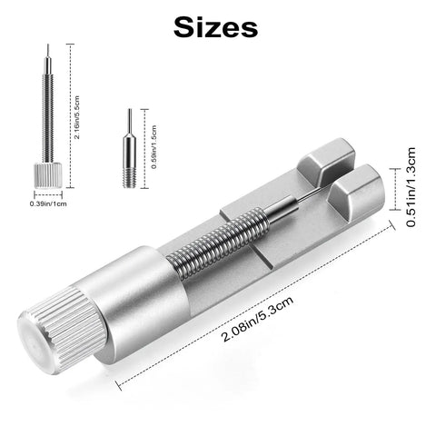 Watch Link Removal Kit With Six Extra Pins And Hammer For Easy Bracelet Removal And Band Size Adjustment tool with dimensions
