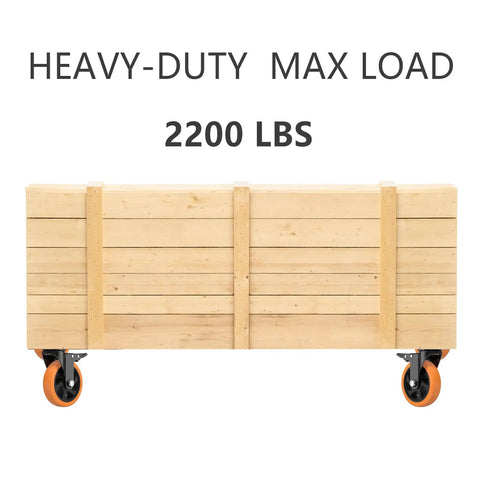 Heavy-duty wooden cart with max load of 2200 lbs and Sweet Rolling 4 Inch Caster Wheels Set Of 4 Heavy Duty Swivel Casters With Brake.
