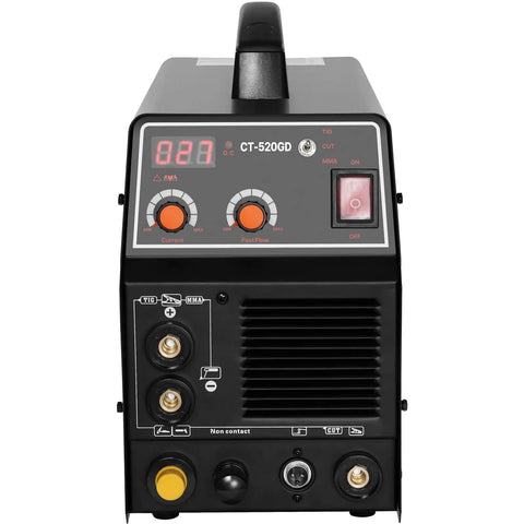 Front view of 3 In One Plasma Cutter Welder Combo Machine With 50 Amp Plasma, 200 Amp TIG And MMA Stick Weld, Digital Display