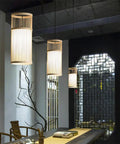 YAXDQUW Modern Style Bamboo Pendant Light Handcrafted Hanging Ceiling Lamp Adjustable Suspension Chandelier E27 Base in dining room.