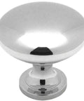Polished Chrome Traditional Round Cabinet Knob 1-1/4 Inch Diameter Solid Hardware For Dresser Or Kitchen