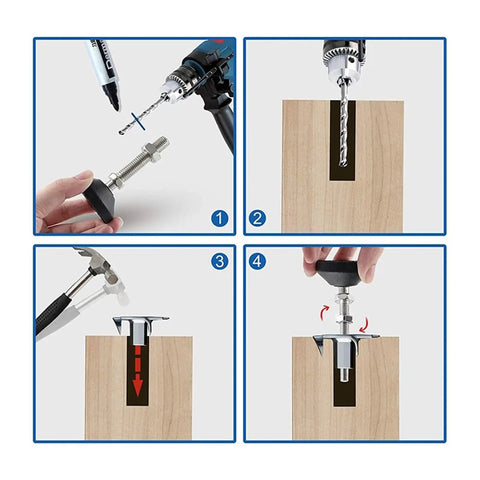 Installation process of 4 Pieces Swivel Leveling Feet M8 M10 M12 Heavy Duty Adjustable Furniture Feet on wooden furniture.