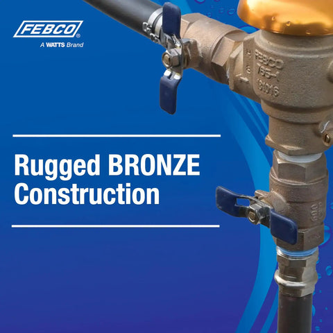 Bronze 1 Inch Heavy Duty Pressure Vacuum Breaker Backflow Preventer With Quarter Turn Shutoff NPT Connections image