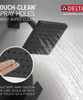 1.75 GPM Square Shower Head With Touch Clean Technology Easy Wipe Calcium Buildup Full Body Spray 5 Inch Square Face