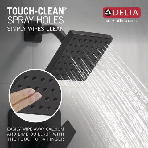 1.75 GPM Square Shower Head With Touch Clean Technology Easy Wipe Calcium Buildup Full Body Spray 5 Inch Square Face