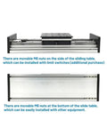 Shop Grade Heavy Duty Linear Stage With Dual Guide Rails And Precision Ball Screw Drive For Runs Like Clockwork CNC Motion Control and Zero Flex Builds showing sliding table with movable M6 nuts.