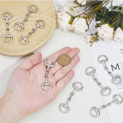 8 Piece Platinum Double D Rings Snaffle Bit Buckles Alloy Jewelry Making Metal Links for Necklaces and Bracelets on hand