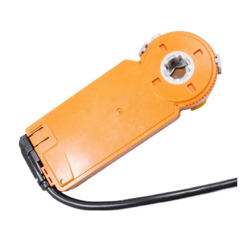 Built Tough Modulating Damper Actuator With Rock Solid 2Nm Torque And Dual AC DC 24V Support For Smooth HVAC Duct Management featuring orange housing.
