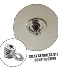 Straight Up Sharp Set 5 Pack Decorative Fire Sprinkler Cover Plates with chrome stainless steel finish and installation view.