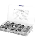 Stainless Steel Single Ear Hose Clamp Kit With 100 Pieces Stepless Sealing Design For Tight Fits And Leaks Prevention Perfect For Cars And Engines in plastic organizer