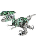 Colorful 3D Metal Dinosaur Puzzle Kit For Adults, Velociraptor Model Building Set With Tools, Stainless Steel DIY Desktop Toy, Dope Brain Teaser Craft Gift For Adults, Patience-Testing Metal Sculpture, green side view