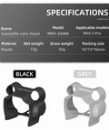 Anti Glare Lens Hood Sunshade For Mini 3 Pro Drone Gear Accessories Gray Protective Cover Guard Camera Protector Non Destructive Flight Safe Lens Shield Pro Grade Build specifications, black and grey models