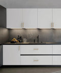 Modern kitchen with white cabinets featuring 10 Pack 5 Inch Champagne Bronze Cabinet Pulls Knurled Handles For Cabinets And Drawers 128 Mm Hole Centers
