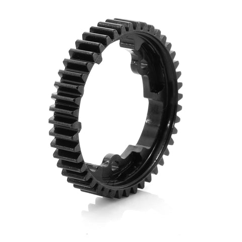 Angled view of Beefy 44T M1.0 Hardened Black Steel Spur Gear for 1/8 Scale Maxx Slash RC Cars Upgrade Part