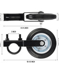 Heavy Duty Fence Gate Wheel With Wrench Tightened U Bolt And Effortless Adjustment System For Yard Or Ranch Projects Rust Resistant Galvanized Steel Structure Built Like A Tank For Seasons Ahead, with measurements of 8-1/4 inch and 10-1/2 inch.
