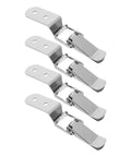 Heavy Duty Four Pack Stainless Steel Spring Loaded Toggle Catches With Flat Mouth Design For Secure Toolbox Latches And Cabinet Locks That Hold Tight All Day Long, showing four flat mouth toggle catches.