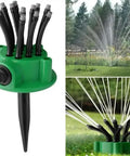 Two Pack 360 Degree Garden Automatic Multi Sprinkler System For Lawn And Yard Watering Stake Mounted With 12 Adjustable Nozzles