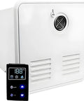 No Sweat Tankless Gas Water Heater 55000 BTU for Camper and RV with digital control panel and ventilation.