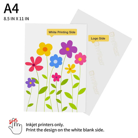 20 Sheets Heat Transfer Paper For T Shirts 8.5 By 11 Inches Printable Transfer Vinyl For Dark Fabric with floral design