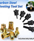 Real Deal Heavy Duty Rivet Nut Tool Set With Tough Carbon Steel Inserts In M3 M4 M5 M6 M8 Sizes For Car Repair And Sheet Metal Fabrication Drill Ready Pro Kit showing various nuts.