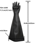 Heavy Duty Sandblasting Gloves 27.5 Inch Latex Rubber Protective Safety Work Gloves Black Striped Grippy