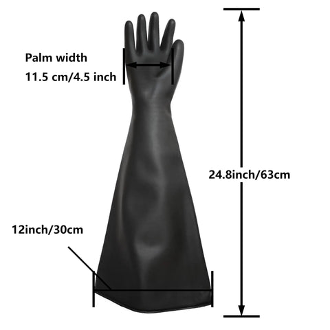 Heavy Duty Sandblasting Gloves 27.5 Inch Latex Rubber Protective Safety Work Gloves Black Striped Grippy