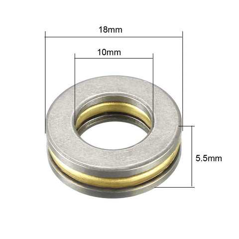 uxcell F10-18M thrust ball bearing, chrome steel, single direction, 10mm bore, 18mm outer diameter, 5.5mm thick
