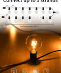 Two Pack 100Ft Outdoor String Lights Dimmable G40 Globe Bulbs Waterproof Patio Lights For Backyard Party Vibes Cafe Wedding Christmas Decor 54 Bulbs Each, Easy Hanging, UL Listed, close-up of lit G40 bulb
