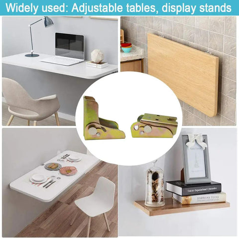No Nonsense Folding Hinge Table Leg Extender Kit, Heavy Duty Galvanized Steel work table bracket demonstrating adjustable applications.