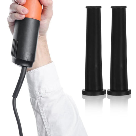 Hand holding a tool with black 20 Pack Large Rubber Cord Management Sleeve Auto Wire Protectors Cable Organizer for Cars and TVs.