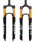 Ultralight Air Suspension Front Fork for XC/AM Mountain Bikes, 120mm travel, 9mm x 100mm QR, durable crown, black and gold