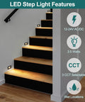 Outdoor LED Step Lights 6 Pack 120V Dimmable Warm White 3000K Stair Lights For Indoor And Outdoor Use Aluminum Orb Finish Wet Location Rated Easy To Install Super Easy Install Go Anywhere illuminating staircase