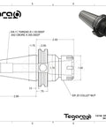 Technical diagram of CAT40 ER25 2.5 Inch Projection Collet Chuck Tool Holder Set Of 4 with measurements and specifications detailed.