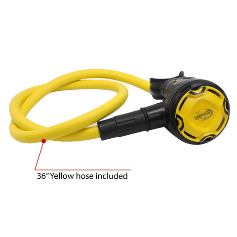 Back Up Scuba Regulator Octopus with 36 Inch Yellow Hose, Second Stage Dive Regulator, black and yellow design
