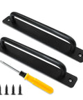 2 Pack Black Aluminum Barn Door Handles With 5 Inch Center Hole Sliding Closet Door Pulls For Wardrobe Cabinet Garage Gate 148mm L X 25mm W Rust Resistant Includes Four 16mm Screws And A Screwdriver