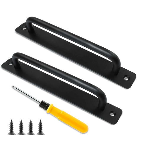 2 Pack Black Aluminum Barn Door Handles With 5 Inch Center Hole Sliding Closet Door Pulls For Wardrobe Cabinet Garage Gate 148mm L X 25mm W Rust Resistant Includes Four 16mm Screws And A Screwdriver
