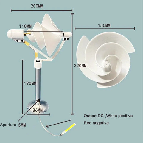 10W 12V Archimedes Inspired Wind Turbine Generator For STEM Education Hands On Renewable Energy Kit For Students Teachers And Makers Ideal For Physics Experiments And DIY Projects 2 Pack, 200mm white spiral turbine