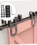 Barn Door Track Stopper And Flat Mending Plate Kit For Heavy Duty Door Repair 4 Hole Brace Connector Solid Track Bracket installed view