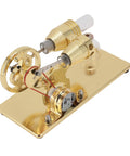 LED Powered Stirling Engine Model With Flywheel Light Up Demonstration For Science Projects Power Generator Educational Toy For Kids And Adults Aluminum Alloy Glass Gold Finish on gold base
