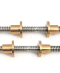 Top Shelf 304 Stainless Steel Trapezoidal Lead Screw T25 Acme 25Mm Od With Copper Nut Left And Right Hand Threads Runs Smooth As Butter For 3d Printer Cnc Router And Stepper Motor Builds Built Serious For Your Next Project, showcasing copper nuts on stainless steel lead screws.