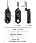 Technical dimensions of UHF Wireless Guitar System With Rechargeable Transmitter And Receiver, 20 Channel Band for instruments.