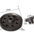 RC Spur Differential 64T Steel Main Gear And 26T Pinion Motor Gear Combo For 1 To 10 Scale RC Trucks, size dimensions shown.